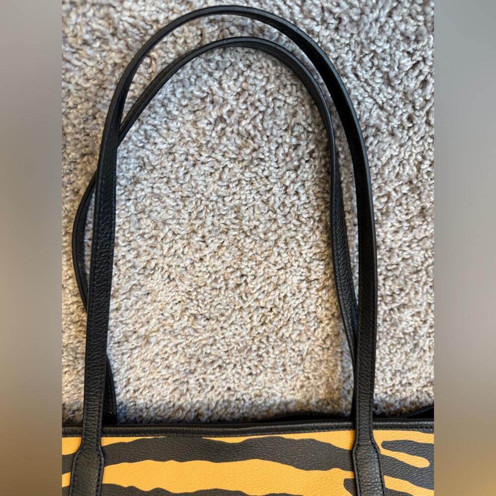 COACH Tiger Print Leather Tote Bag in Yellow and Black - Picture 12 of 12